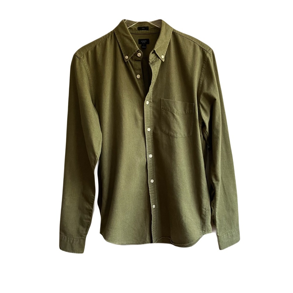 J.Crew Olive Green Slim Oxford Shirt Size M 100% Cotton Casual Button Down 93810